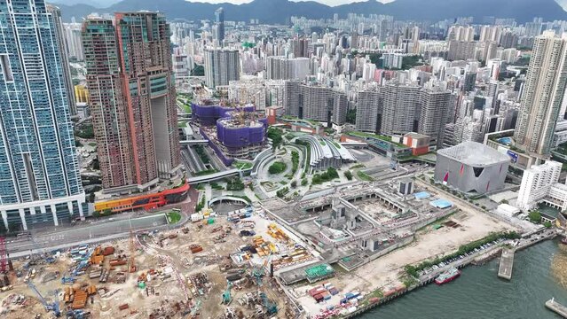 Hong Kong West Kowloon High-Speed ​​Rail Station Connecting China's Mainland Cities Of Guangzhou Shenzhen Beijing. Greater Bay Area Infrastructure Passengers Enjoy Fast Convenient Transportation