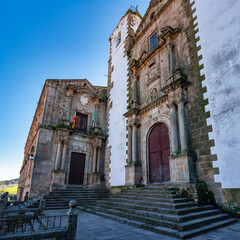 Main facade of the church of San Javier in the monumental city of Caceres, Extremadura..