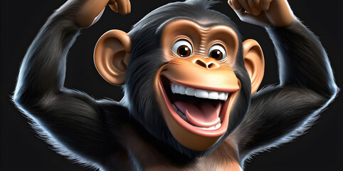 a cartoon chimpanzee with a happy face funny happy and cute chimpanzee laughing. chimpanzee cartoon