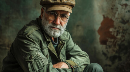 Fototapeta premium Portrait of a bearded elderly man.