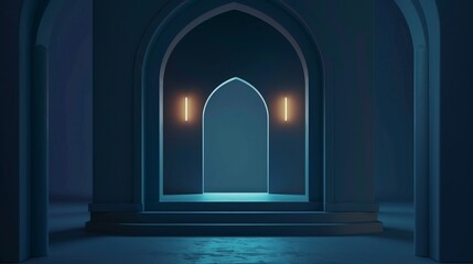 3d modern Ramadan portal, modern, copy space for text.