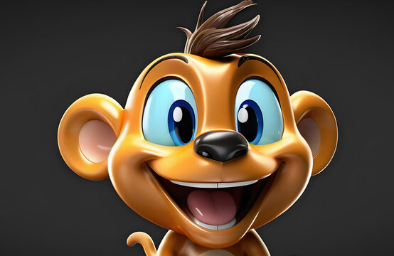 a cartoon character with happy face funny happy and cute monkey laughing 