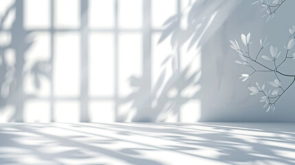 Misty Winter Morning Through the Wooden Window, the cozy interior, white indoor background, mock up, product presentation