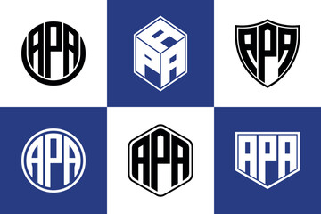 APA initial letter geometric shape icon logo design vector. monogram, letter mark, circle, polygon, shield, symbol, emblem, elegant, abstract, wordmark, sign, art, typography, icon, geometric, shape - obrazy, fototapety, plakaty