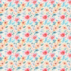 White background with a watercolor floral motif. A lovely pattern for creating wallpapers, fabrics, wrapping papers, and more