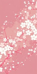 Simple design background with white and pink cherry blossom silhouette image.