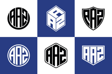 AAZ initial letter geometric shape icon logo design vector. monogram, letter mark, circle, polygon, shield, symbol, emblem, elegant, abstract, wordmark, sign, art, typography, icon, geometric, shape