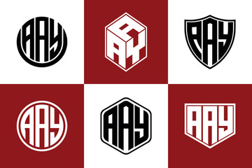 AAY initial letter geometric shape icon logo design vector. monogram, letter mark, circle, polygon, shield, symbol, emblem, elegant, abstract, wordmark, sign, art, typography, icon, geometric, shape