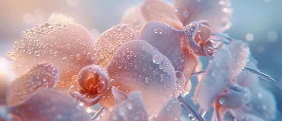 Frozen orchid blooms capture the essence of winter, each petal a canvas for delicate snowflake...