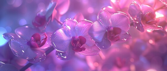 Midnight Mirage: Orchid petals shimmer in the moonlight in extreme macro.