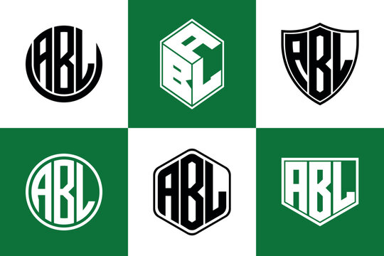 ABL initial letter geometric shape icon logo design vector. monogram, letter mark, circle, polygon, shield, symbol, emblem, elegant, abstract, wordmark, sign, art, typography, icon, geometric, shape
