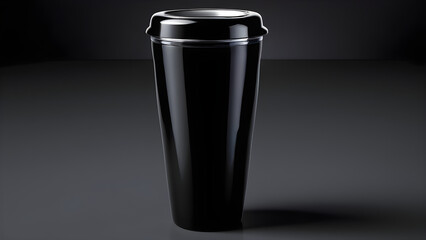 a travel mug on black background