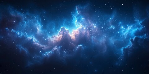 Dark nebula with a high cloud, starry sky, cinematic, realistic. - obrazy, fototapety, plakaty