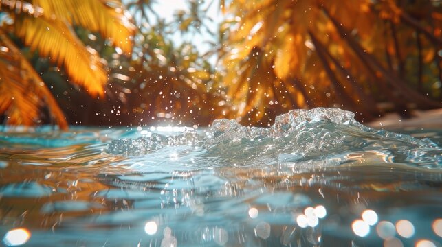 Mulberry Hovering Above The Crystal Clear Water, Background Image, Background For Banner, HD