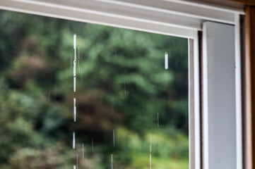 Fototapeta premium raining scene at the window