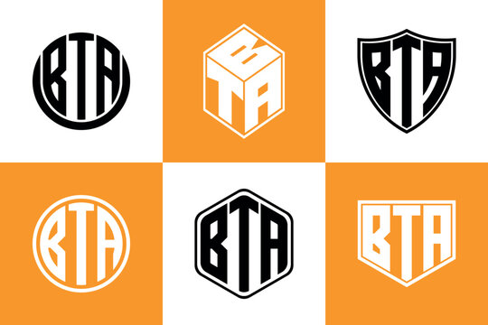 BTA initial letter geometric shape icon logo design vector. monogram, letter mark, circle, polygon, shield, symbol, emblem, elegant, abstract, wordmark, sign, art, typography, icon, geometric, shape