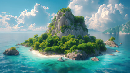 青い海に浮かぶ熱帯の無人島