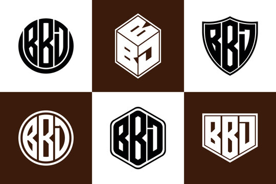BBD initial letter geometric shape icon logo design vector. monogram, letter mark, circle, polygon, shield, symbol, emblem, elegant, abstract, wordmark, sign, art, typography, icon, geometric, shape