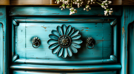 Close-up of a DIY upcycled furniture project - obrazy, fototapety, plakaty