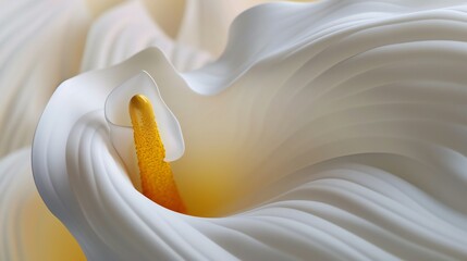Ripple Effect: Macro perspective of calla lily, calming ripples.