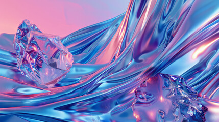 Fototapeta premium 3d A blue pink crystal background
