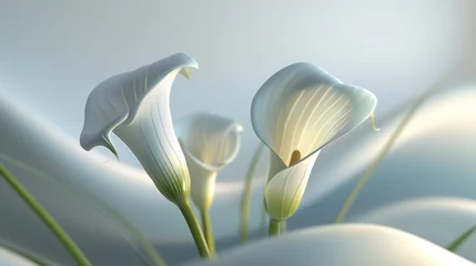 Foto op Canvas Sculpted Serenity: Calla lilies stand as serene sculptures, their elegant forms exuding a sense of tranquil beauty. © BGSTUDIOX