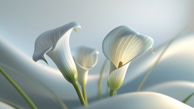 Sculpted Serenity: Calla lilies stand as serene sculptures, their elegant forms exuding a sense of tranquil beauty.