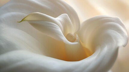 Waves of Serenity: An extreme close-up reveals the delicate curves of a calla lily, its wavy contours embodying serenity and calm.
