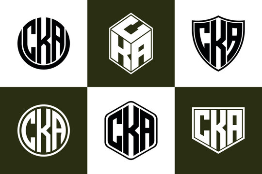 CKA initial letter geometric shape icon logo design vector. monogram, letter mark, circle, polygon, shield, symbol, emblem, elegant, abstract, wordmark, sign, art, typography, icon, geometric, shape