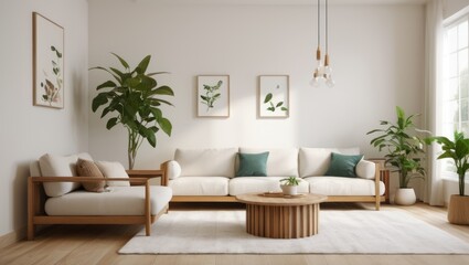 modern living room white sofa Nordic style