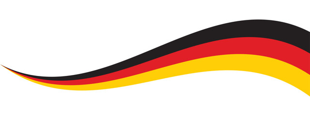 Black, red and yellow colored curved border background, as the colors of Germany flag. Flat vector illustration.	