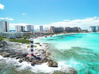 cancun, mexico zona hotelera - obrazy, fototapety, plakaty