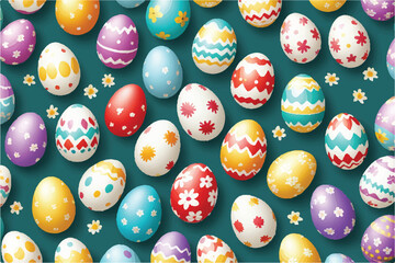 Easter egg colorful painted, nest design holiday decoration.