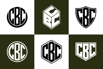 CBC initial letter geometric shape icon logo design vector. monogram, letter mark, circle, polygon, shield, symbol, emblem, elegant, abstract, wordmark, sign, art, typography, icon, geometric, shape