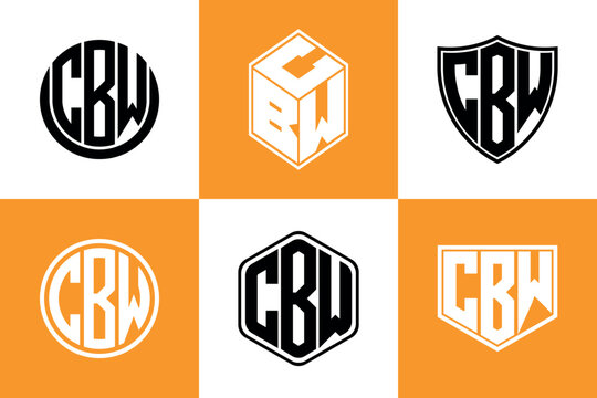 CBW initial letter geometric shape icon logo design vector. monogram, letter mark, circle, polygon, shield, symbol, emblem, elegant, abstract, wordmark, sign, art, typography, icon, geometric, shape