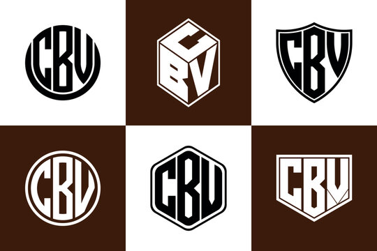 CBV initial letter geometric shape icon logo design vector. monogram, letter mark, circle, polygon, shield, symbol, emblem, elegant, abstract, wordmark, sign, art, typography, icon, geometric, shape