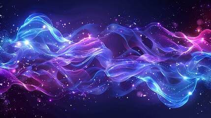 Abstract blue and purple liquid wavy shapes futuristic banner - obrazy, fototapety, plakaty