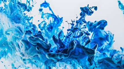 Ink in the water. a splash of blue paint. abstract background
