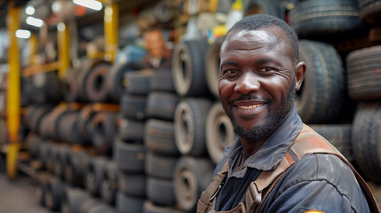 A smiling mechanic in overalls and a cap gives a thumbs up sign, indicating good service and customer satisfaction at an auto repair shop.