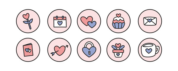 Collection of Cute Round Shaped Valentine Stickers