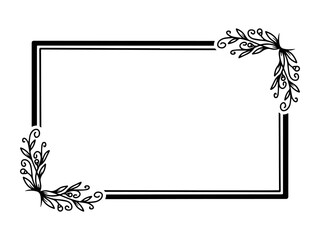 Hand Drawn Flower Frame Line Art
