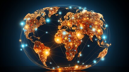 Abstract image that represents the concept of global connectivity and network. instant communication and the digital web that connects the world. Generative AI