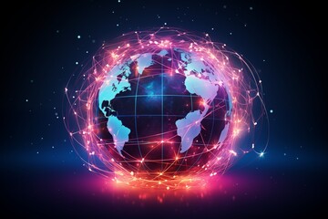 Obraz premium Abstract image that represents the concept of global connectivity and network. instant communication and the digital web that connects the world. Generative AI