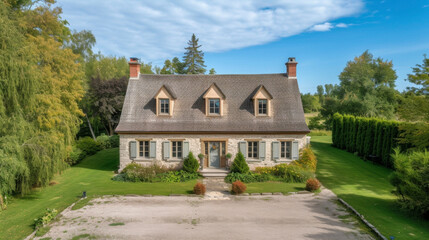 Tucked away in a serene rural setting this Provincial homestead exudes clic French style with its steep roof symmetrical windows and quaint shutters.