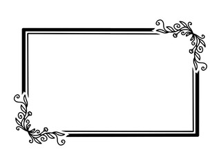 Hand Drawn Flower Frame Line Art
