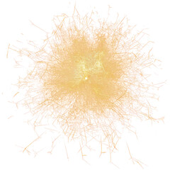 Glowing golden firework sparks isolated on transparent png.