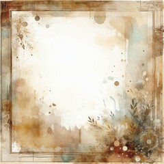 Grunge floral background with space for text. Watercolor painting.