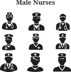 Vector male nurse icon set