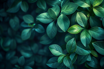 Lush green leaves, close-up,