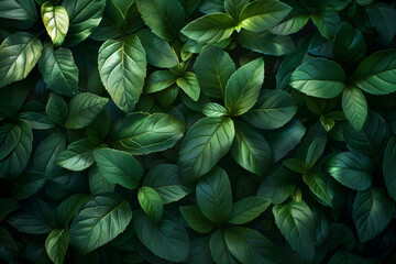 Lush green leaves, close-up,